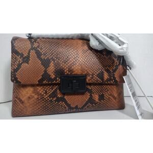 Nicole Miller Brown & Black Python Look Crossbody Handbag NWTS MSRP $60